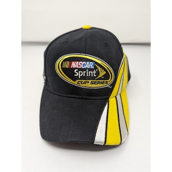 Nascar Hat Cap Strap Sprint Cup Series‎ All Over Black Yellow Racing New - Picture 1 of 7